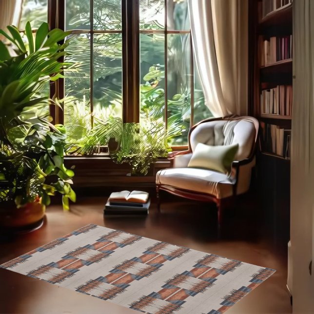 Modern Taupe Denim and Rust 6x4 Indoor  Rug (Creator Uploaded)