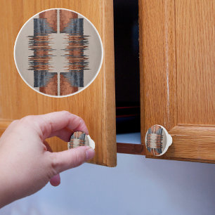 Modern Taupe Denim and Rust Ceramic Knob