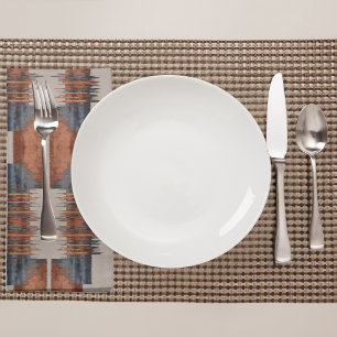 Modern Taupe Denim and Rust Cloth Napkin