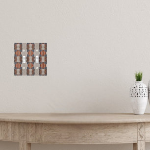 Modern Taupe Denim and Rust Double Toggle Light Switch Cover