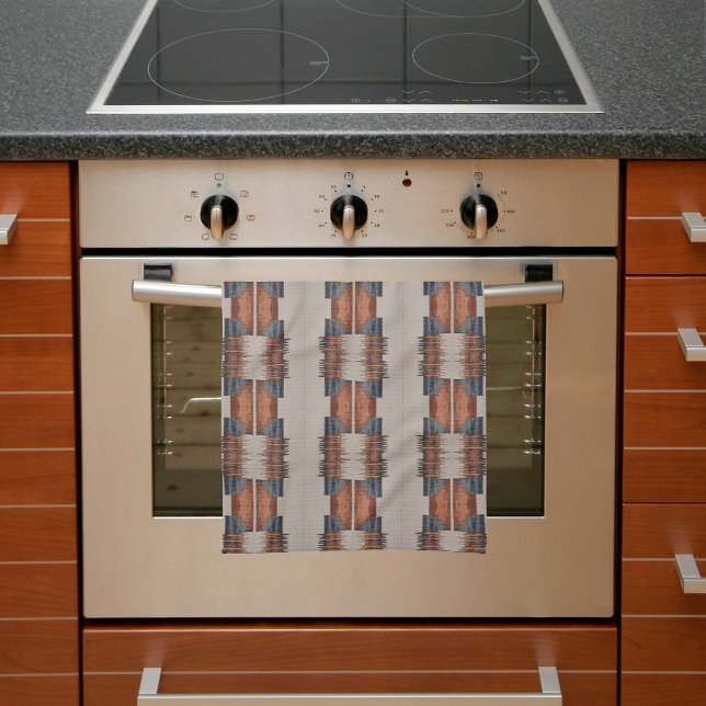 Modern Taupe Denim and Rust  Kitchen Towel (Creator Uploaded)