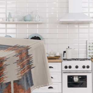 Modern Taupe Denim and Rust Tablecloth