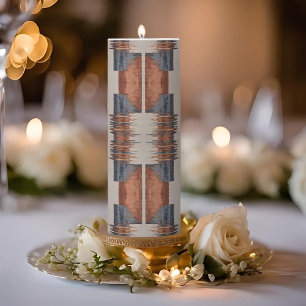 Modern Taupe Denim Rust Blessing Tall Pillar Candle