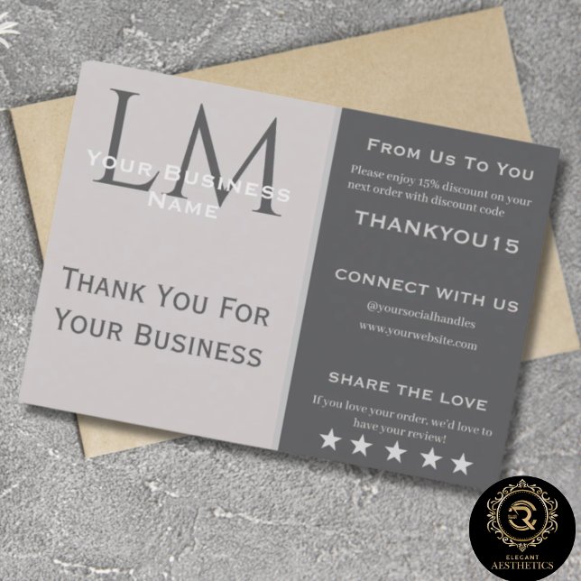 Modern Taupe Gray Business Branding Thank You Enclosure Card (Modern Taupe Gray Business Branding Thank You Enclosure Card)