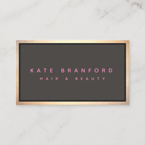Modern Taupe  Gray Gold Border Professional  Business Card
