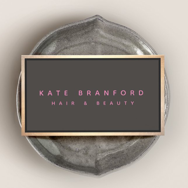 Modern Taupe  Gray Gold Border Professional  Business Card (Creator Uploaded)