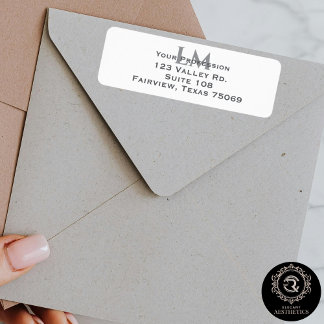 Modern Taupe Gray Monogram Branding Address Label