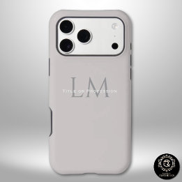 Modern Taupe Gray Monogram Branding Style iPhone 17 Pro Max Case