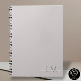 Modern Taupe Gray Monogram Stationery Notebook