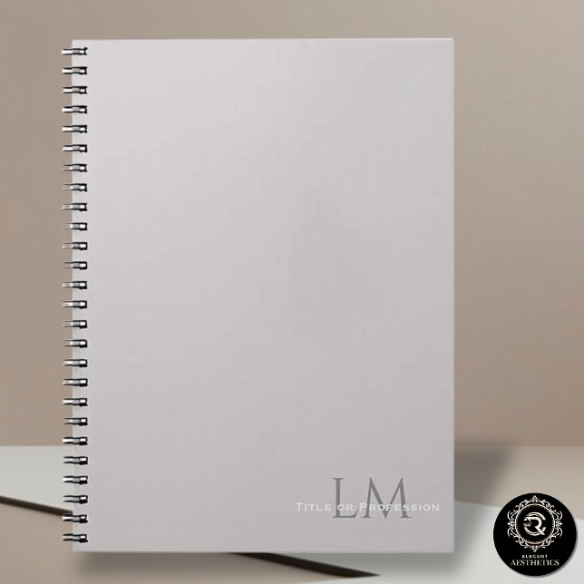 Modern Taupe Gray Monogram Stationery Notebook (Creator Uploaded)