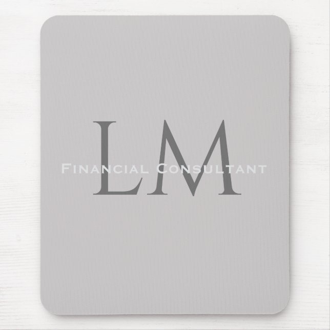 Modern Taupe Gray Monogram Workspace Accent Mouse Pad (Front)
