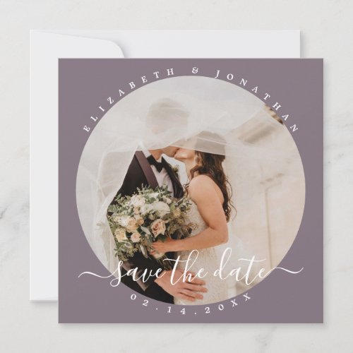 Modern Taupe Grey Minimalist Couple Photo Wedding Save The Date