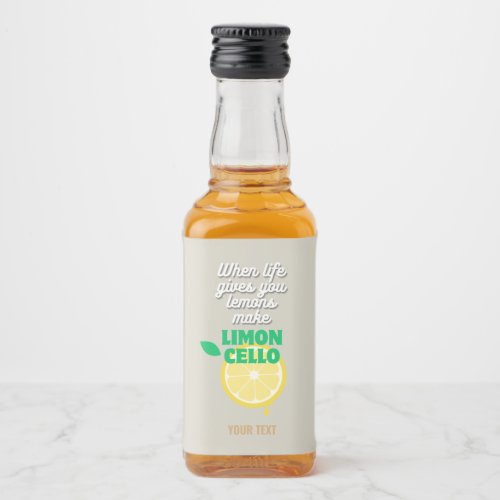 Modern Taupe Italian Lemon Limoncello Kitchen Bar  Liquor Bottle Label