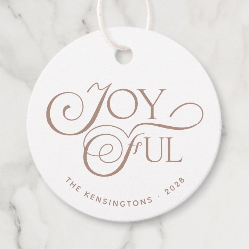 Modern Taupe Joyful Christmas Holiday Favor Tags