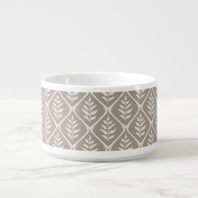 Modern Taupe Leaf Pattern  Bowl (Center)