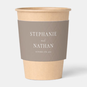 Modern Taupe Minimalist Wedding Coffee Cup Sleeve