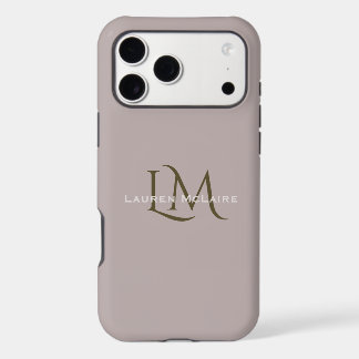 Modern Taupe Monogram iPhone Phone Case
