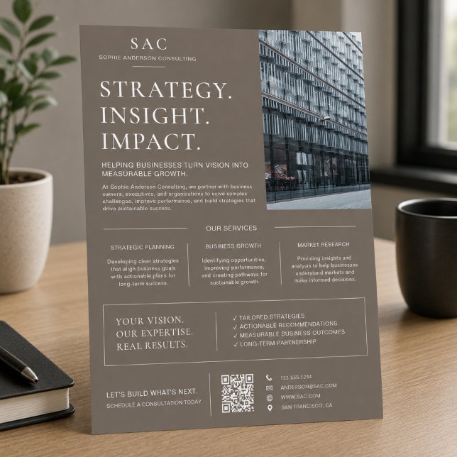 Modern Taupe QR Code Professional Consultant Flyer (Modern Taupe QR Code Professional Consultant Flyer)