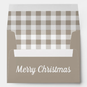 Modern Taupe Return Address Christmas Envelope