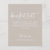Modern Taupe Script Wedding Bucket List Sign