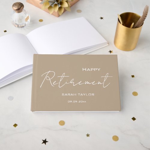Modern Taupe White Happy Retirement Personalized 