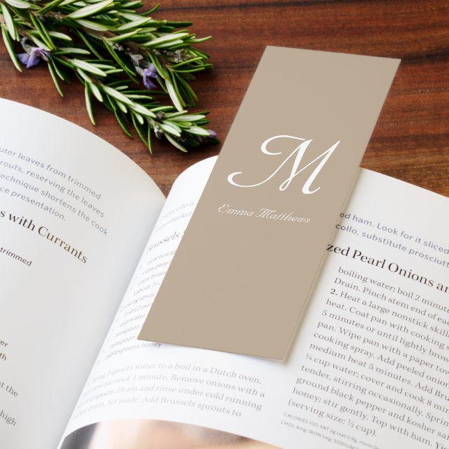 Modern Taupe & White Monogram Name Initials  Bookmarks (Book)