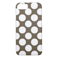 Modern Taupe White Polka Dots Pattern