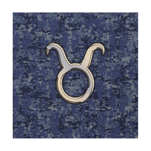 Modern Taurus Zodiac Sign Navy Blue Digital Camo