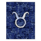 Modern Taurus Zodiac Sign Navy Blue Digital Camo (Front)