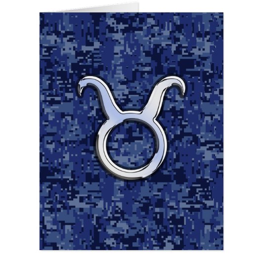 Modern Taurus Zodiac Sign Navy Blue Digital Camo (Front)