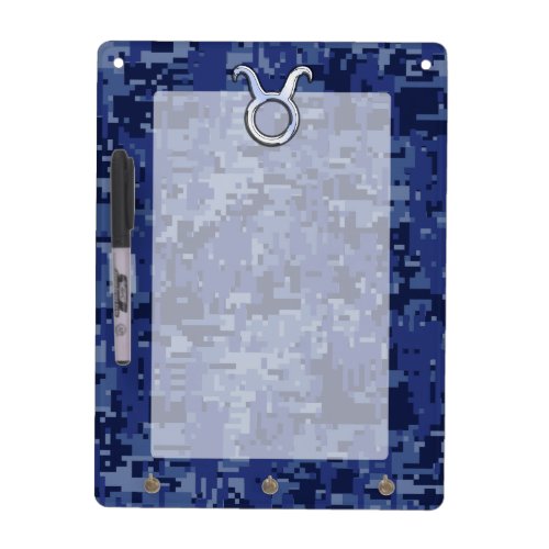 Modern Taurus Zodiac Sign Navy Blue Digital Camo Dry Erase Board