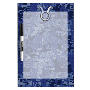 Modern Taurus Zodiac Sign Navy Blue Digital Camo Dry-Erase Board