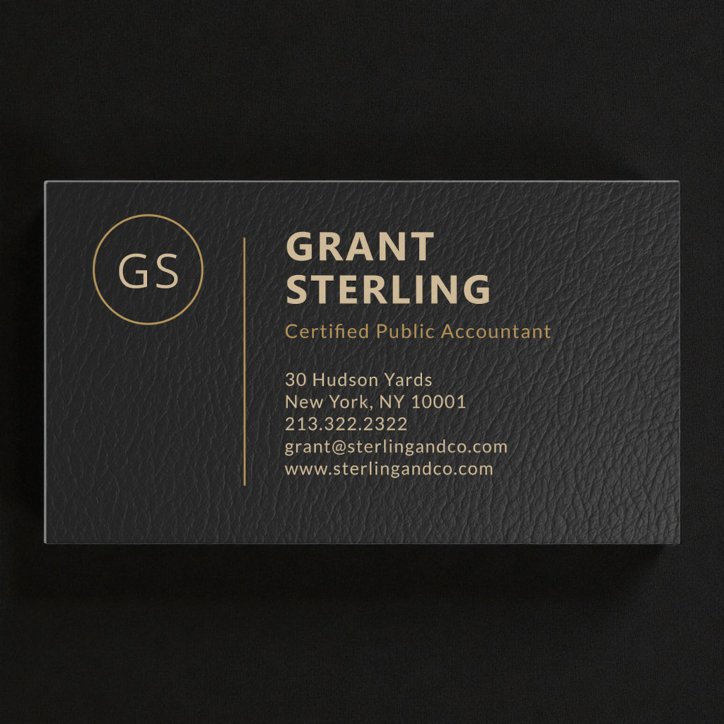 Modern Tax Preparer Cpa Faux Leather Black Gold Business Card