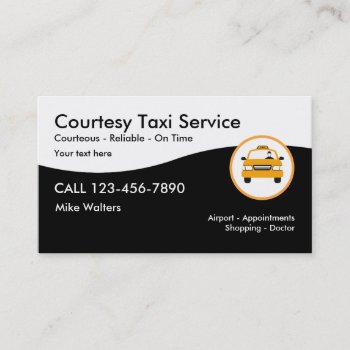 Modern Taxi Service Business Card by Luckyturtle at Zazzle