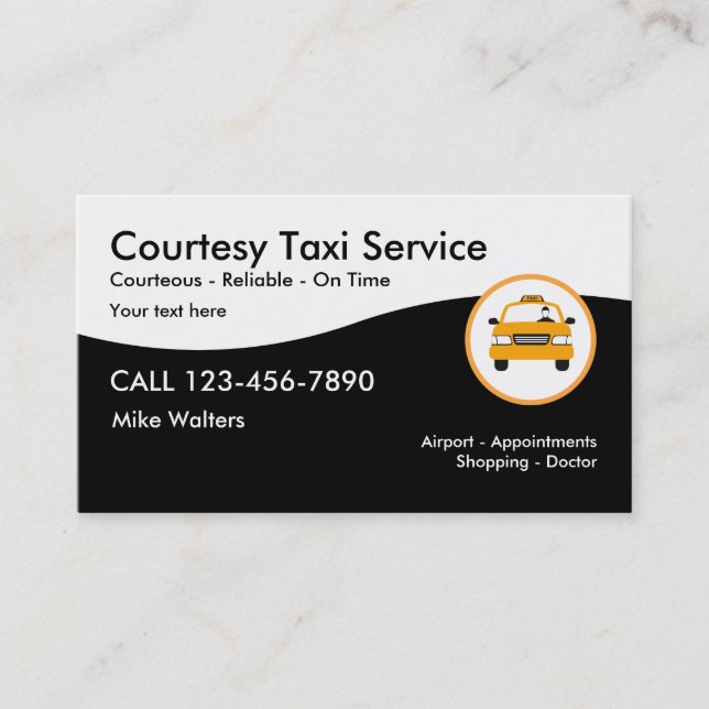 Modern Taxi Service Business Card (Front)