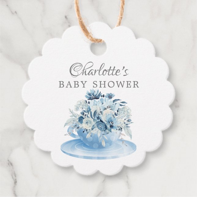 Modern Tea Baby Shower Favor Gift Tag (Front)