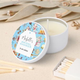 Modern Tea Party Bridal Shower Blue Garden Floral Mini Candle Favors