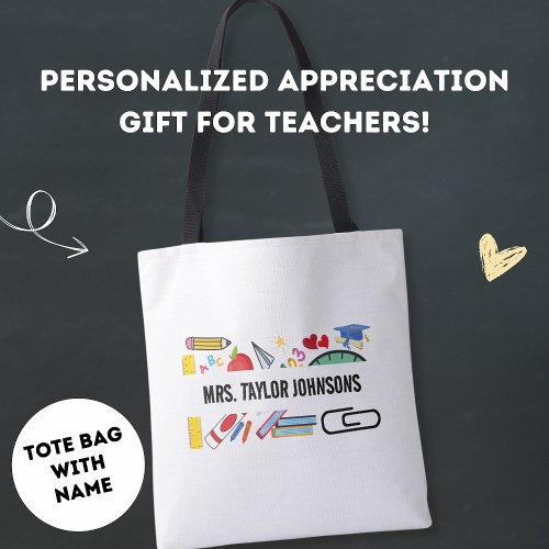 Modern Teacher Appreciation Gift School Custom Tote Bag