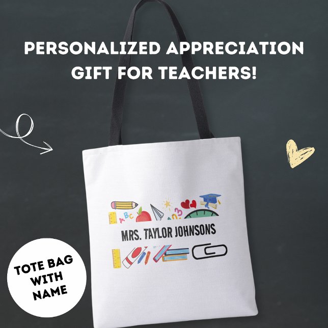 Modern Teacher Appreciation Gift School Custom Tote Bag (Creator Uploaded)