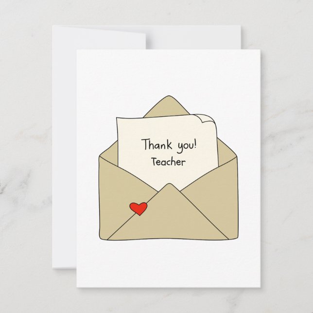 Modern Teacher Appreciation Thank You Card (Front)