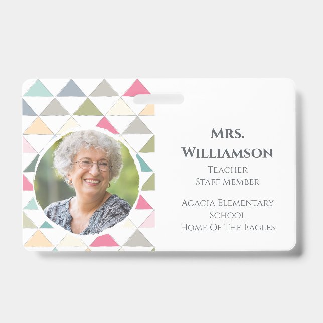 Modern Teacher Educator Staff Photo ID Colorful Badge (Front)