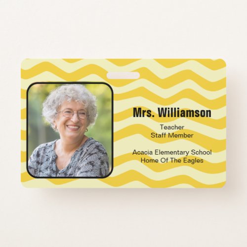 Modern Teacher Educator Staff Photo ID Fun Yellow Badge