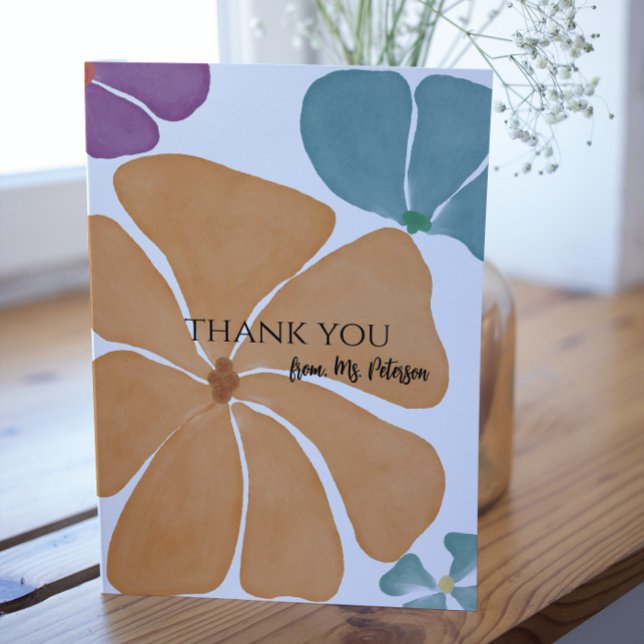 Modern Teacher Name Thank You Cards (Creator Uploaded)
