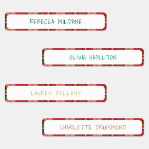 Modern Teacher Name Waterproof Purple Kids' Labels