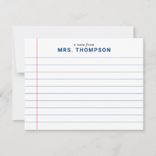 Modern Teacher Notebook Lined Paper Educator Blue Note Card