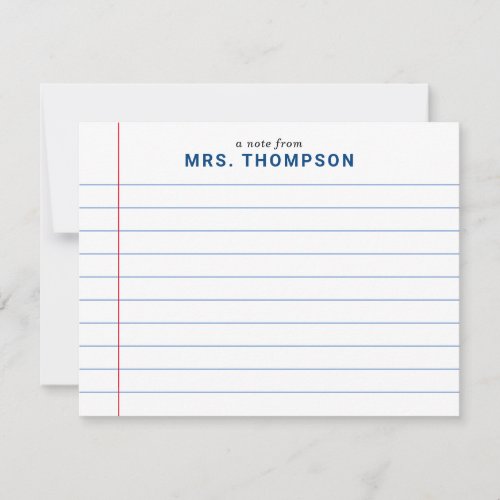 Modern Teacher Notebook Lined Paper Educator Blue Note Card