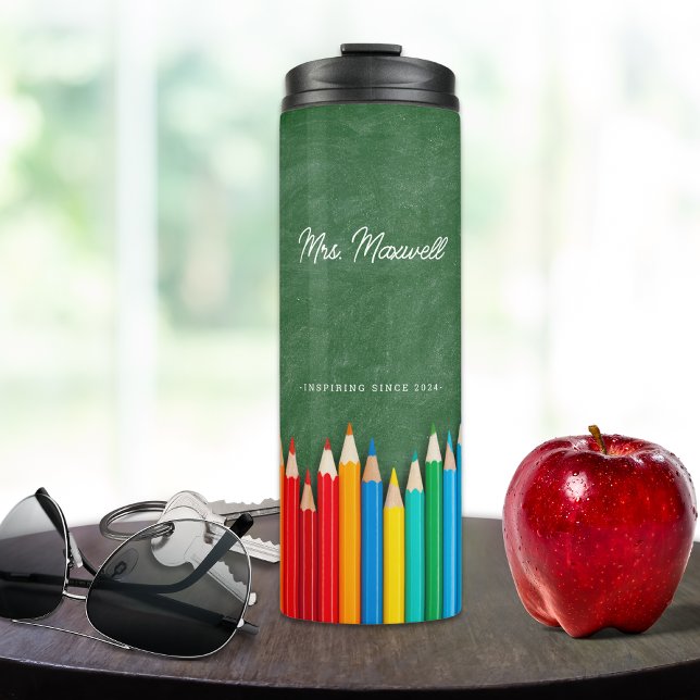 Modern Teacher Personalized Script Thermal Tumbler (Creator Uploaded)
