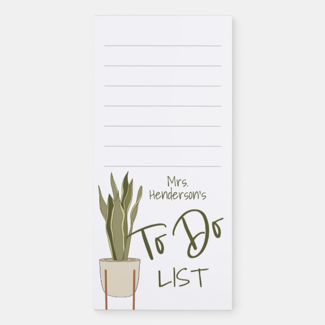 Modern Teacher Potted Plant To Do List Magnetic Notepad (Front)