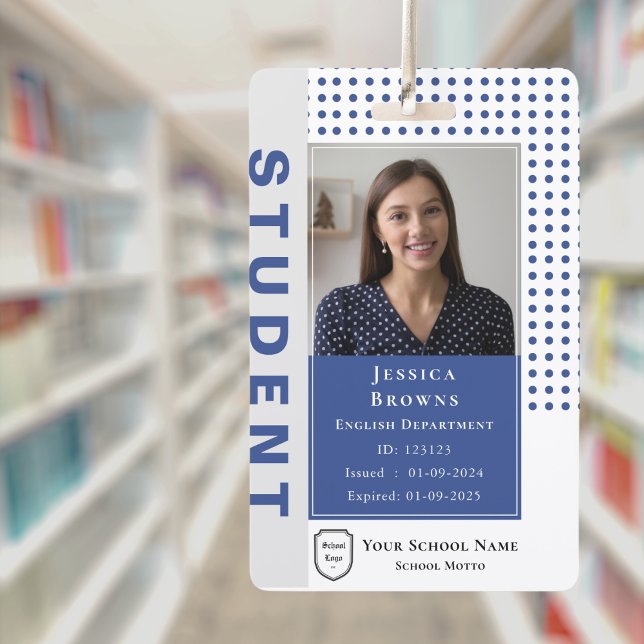 Modern Teacher/ Student Deep Blue Photo University Badge (Modern Teacher/ Student Deep Blue Photo University Badge)