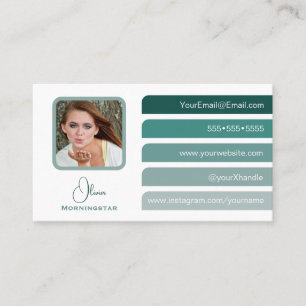 Modern Teal  5 Color Tabs Social  Business Card